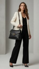 Borsa nera con flap e borchie - Image 2