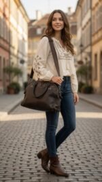 Borsa hobo marrone moro raffinata - immagine 3