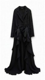 Cappotto lungo nero asimmetrico