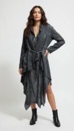 Giacca wrap grigio antracite - immagine 2